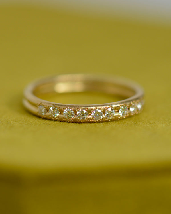 Canadian Diamond Half Moon Ring | Handcrafted 18k Gold