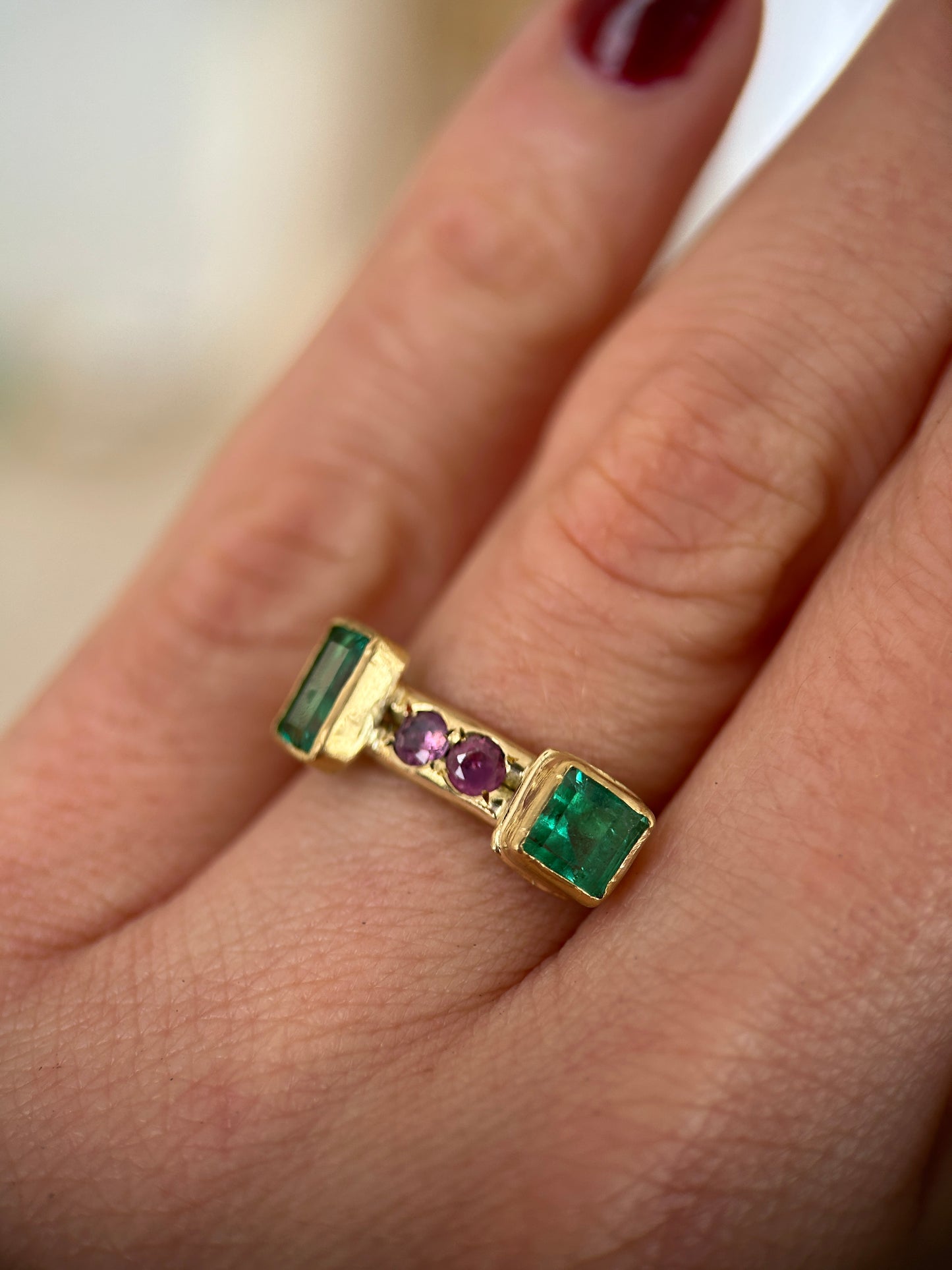 Emerald Seesaw Ring