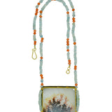 Dendritic Agate, Aquamarine & Antique Coral Beaded Necklace