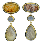 Dendritic Agate and Lilac Chalcedony Statement Earrings