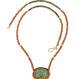 Variscite, Antique Coral & Sapphire Beaded Necklace