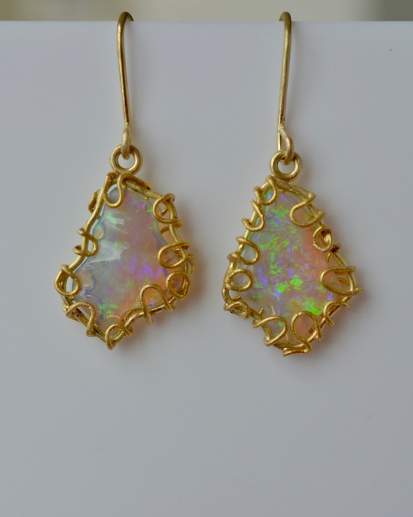 Carved Opal Squiggle Earrings