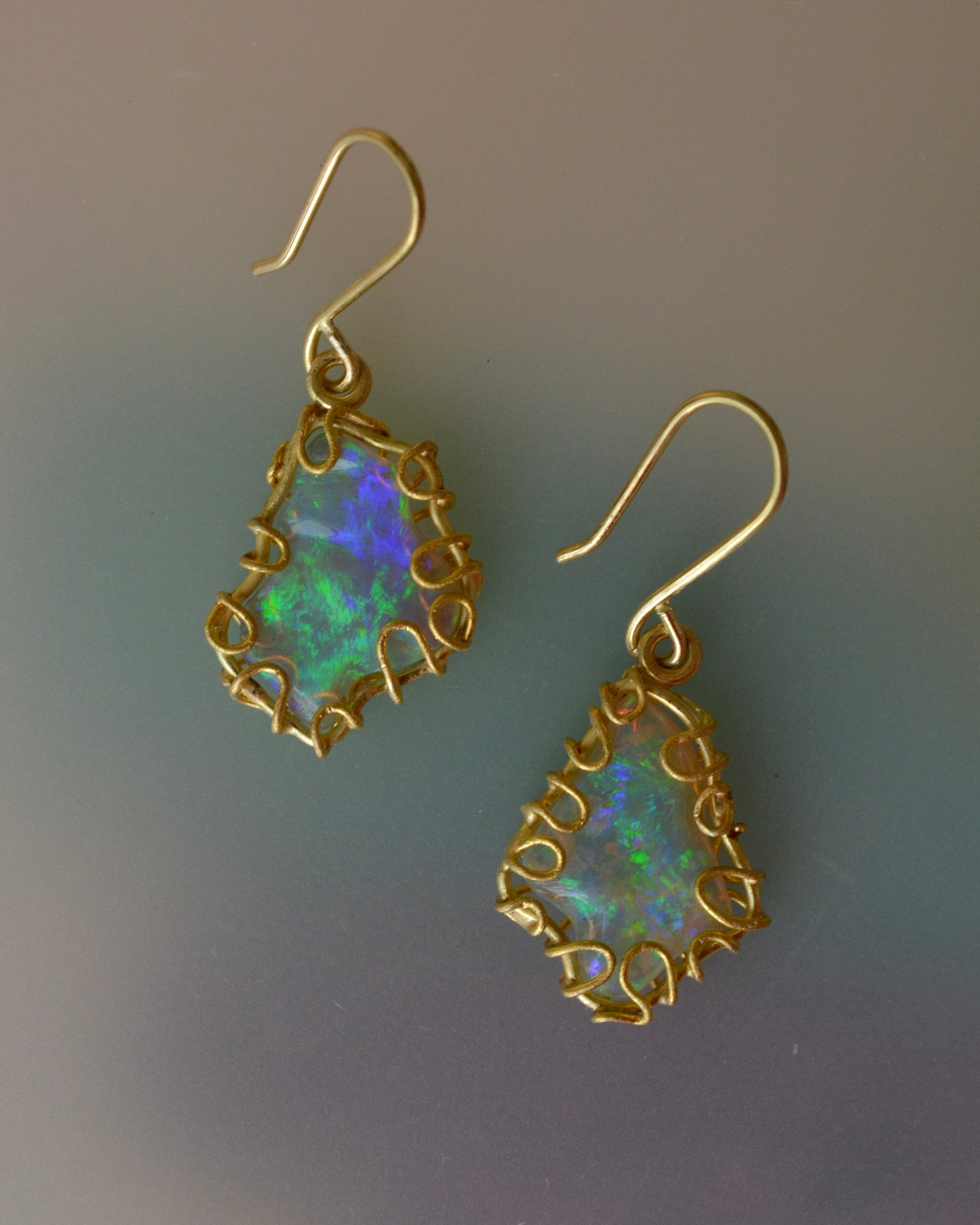 Carved Opal Squiggle Earrings