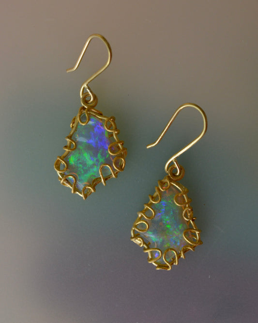 Carved Opal Squiggle Earrings