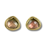 Watermelon Tourmaline Checkerboard Studs