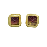 Watermelon Tourmaline Sugarloaf Studs