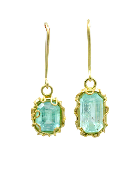 Emerald Squiggle Drop Earrings