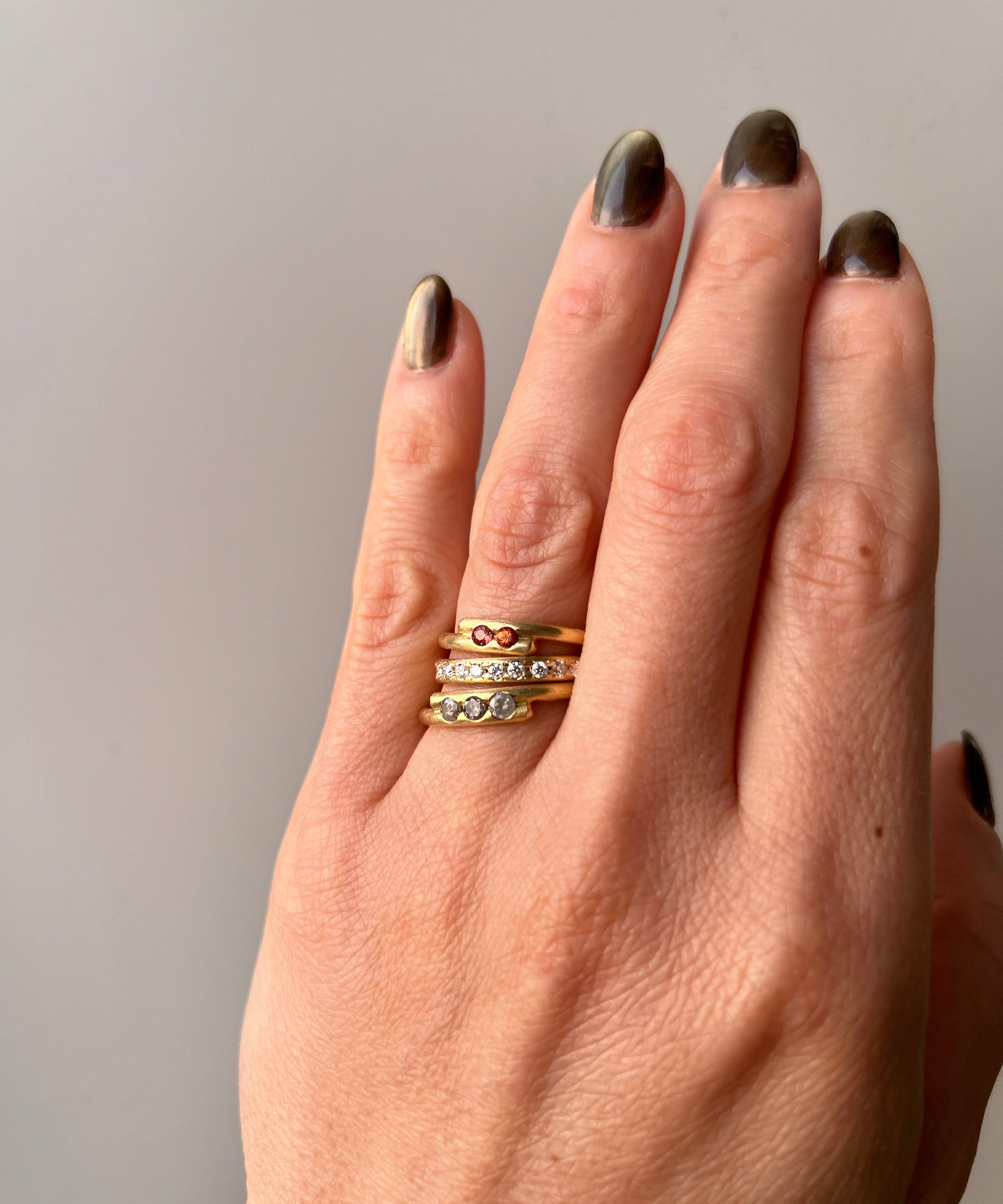 Gemstone Vine Ring 18k Solid Gold