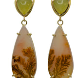 Dendritic Agate and Vesuvianite Earrings