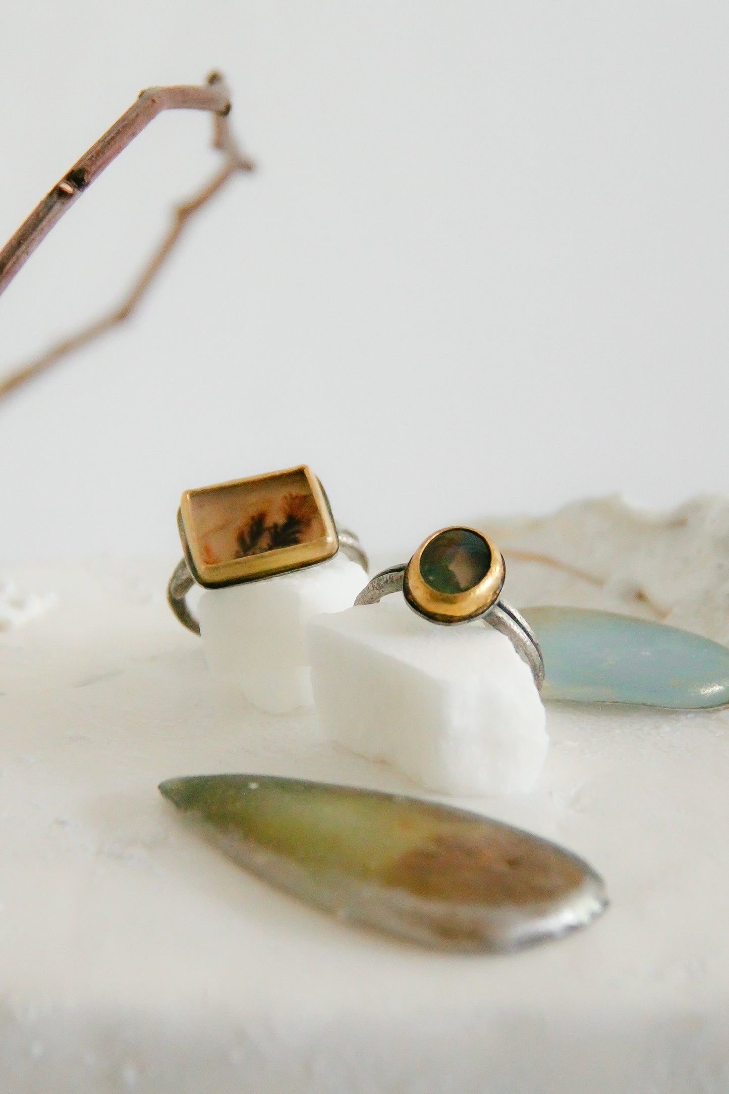 Dendritic Agate Vine Ring Rectangle