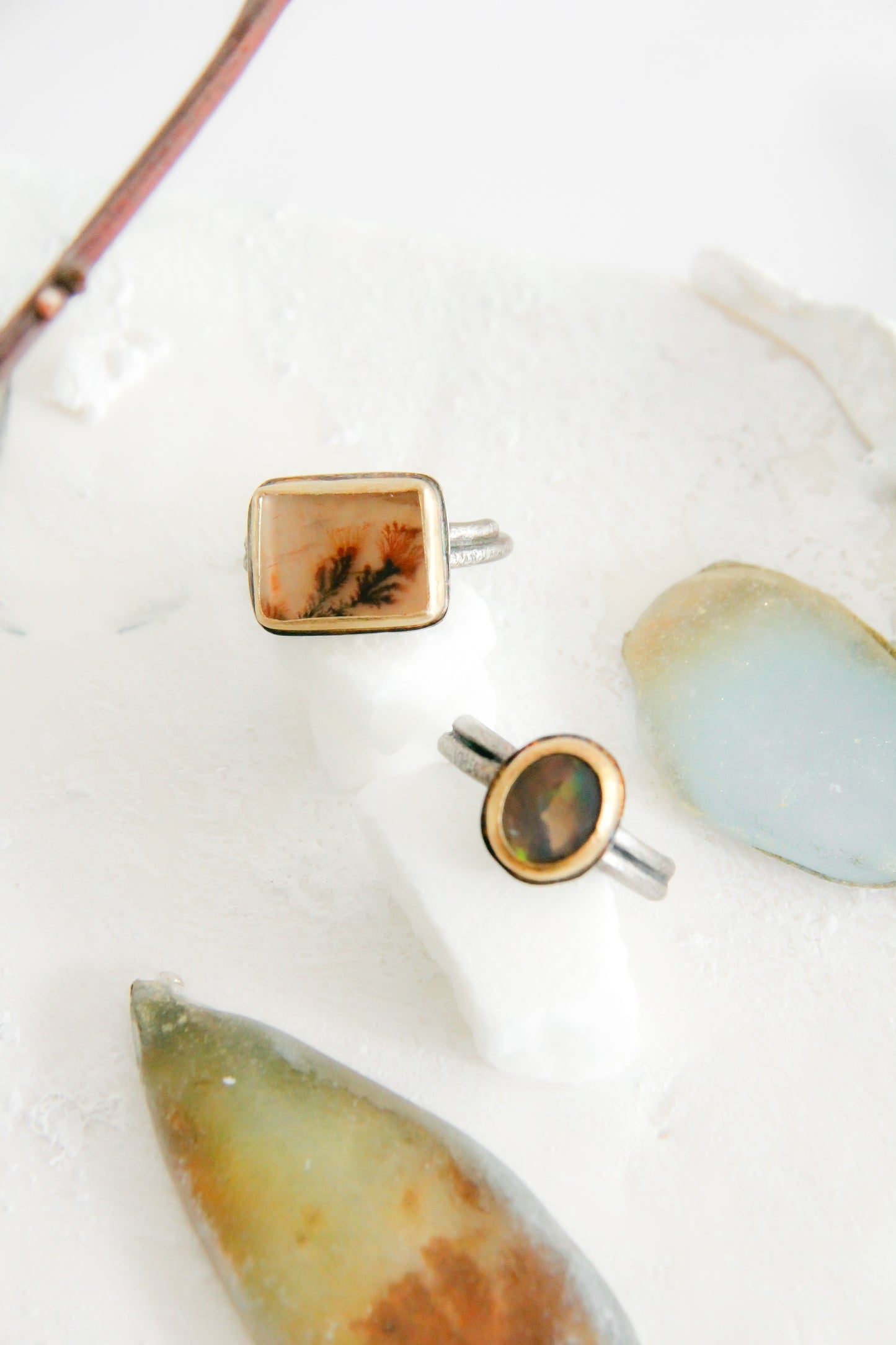 Dendritic Agate Vine Ring Rectangle
