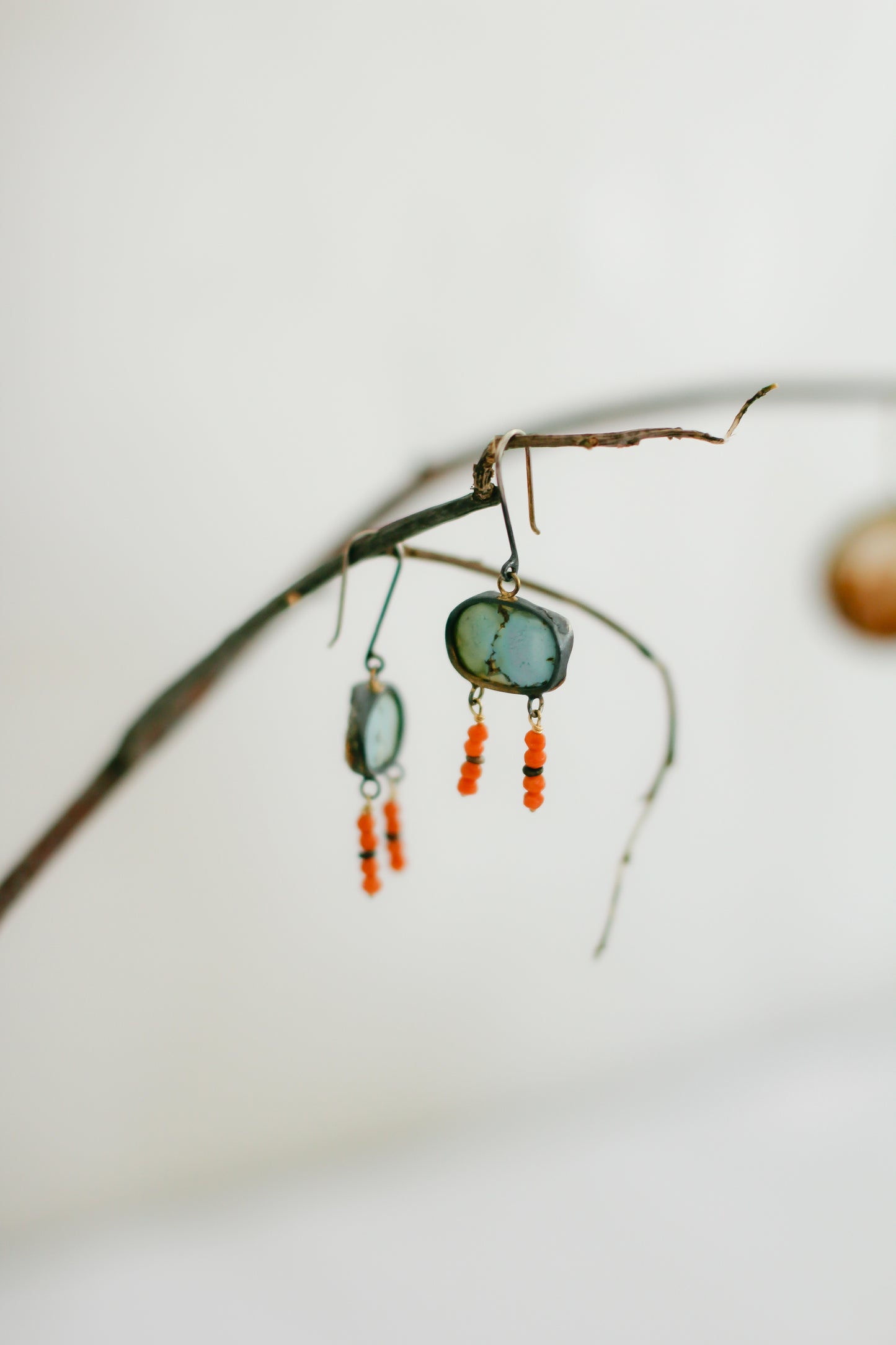 Lavender Turquoise & Coral Earrings