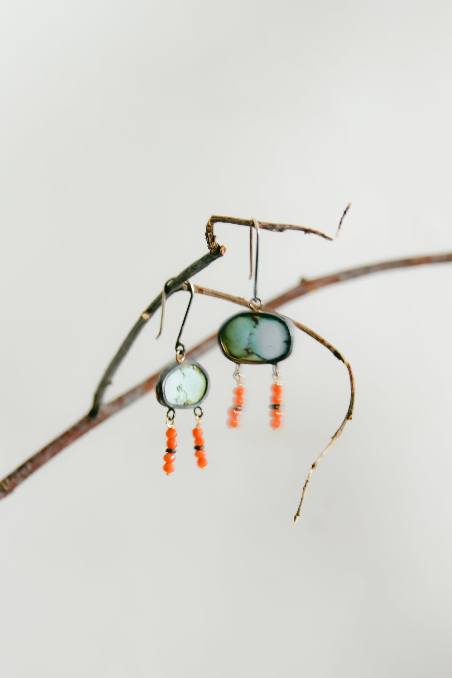 Lavender Turquoise & Coral Earrings