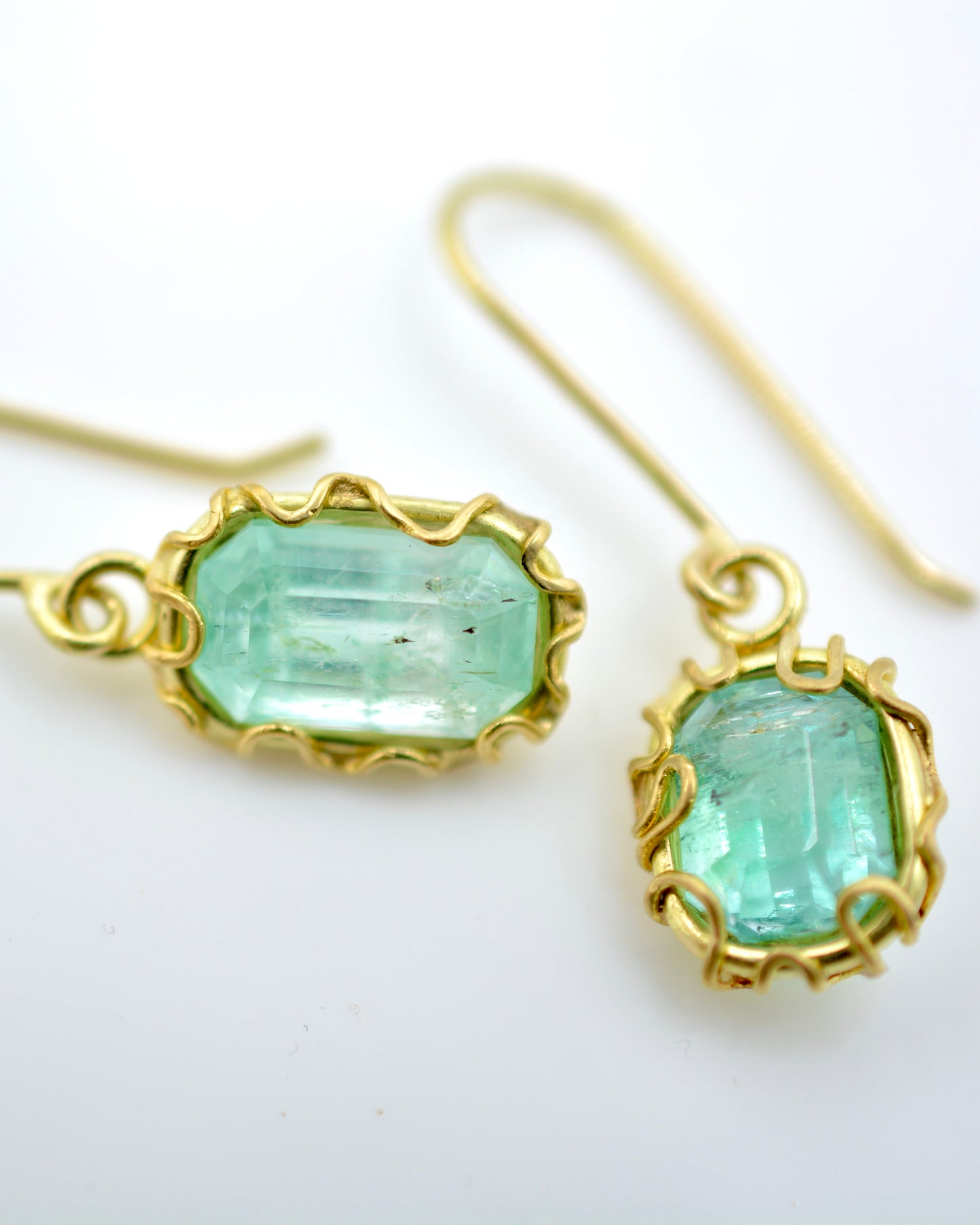 Emerald Squiggle Drop Earrings