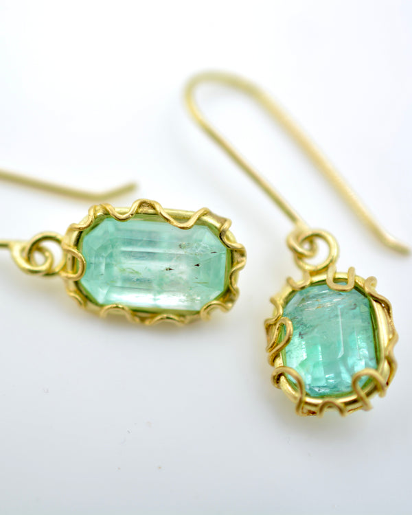 Emerald Squiggle Drop Earrings